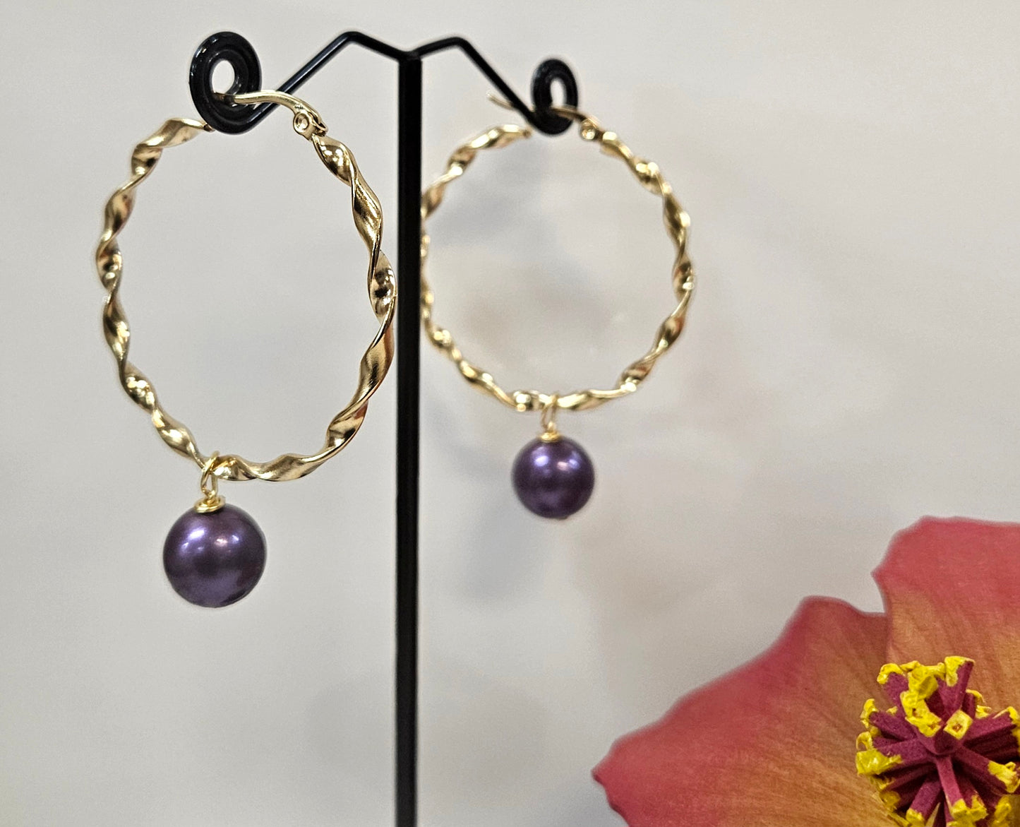 Purple Drop Premium Swarovski Pearl Earrings