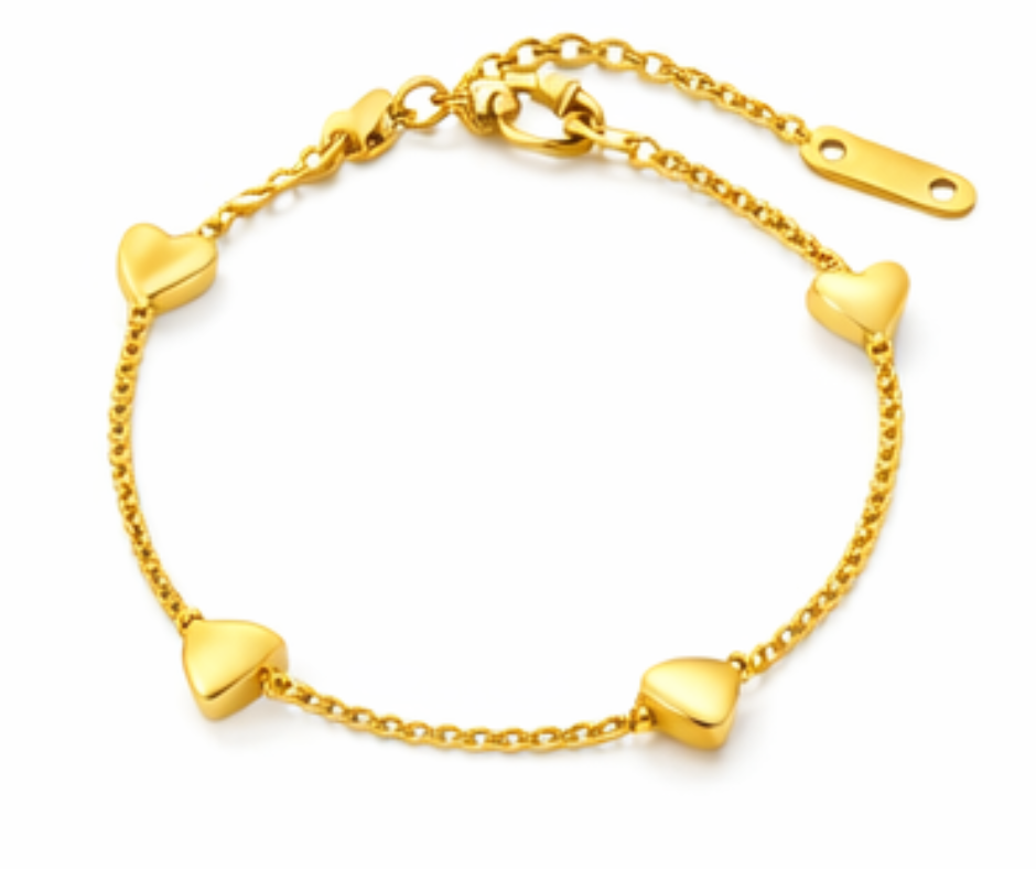 Gold Mini Heart Chain Bracelet 18k Gold Plated