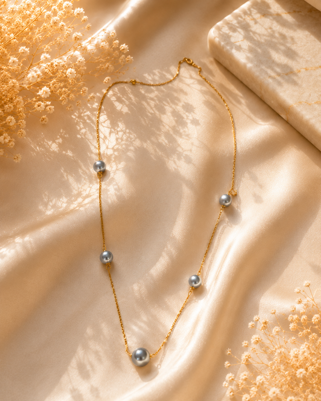 Genuine Natural Pearl & Tahitian Pearl Floater Necklace