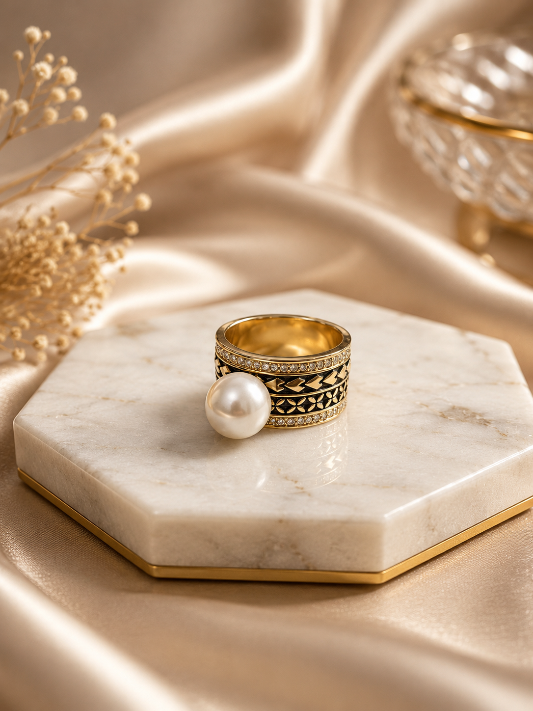 White Pearl Tapa Ring