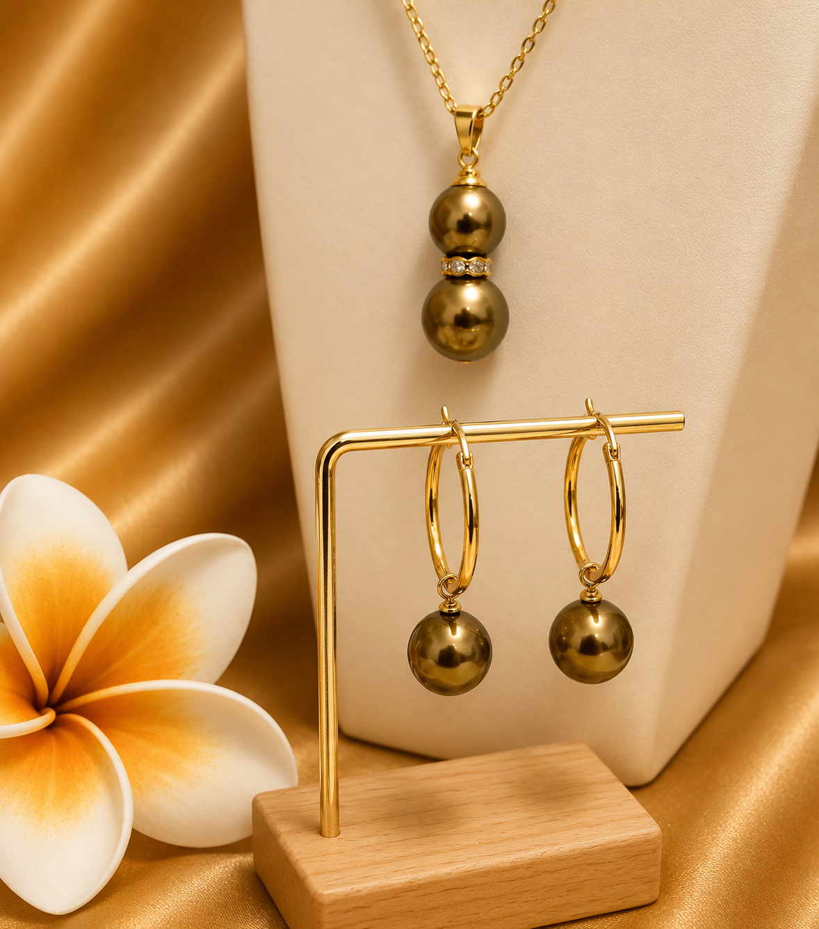 MALYN - Gold Bronze Premium Swarovski Pearl Set