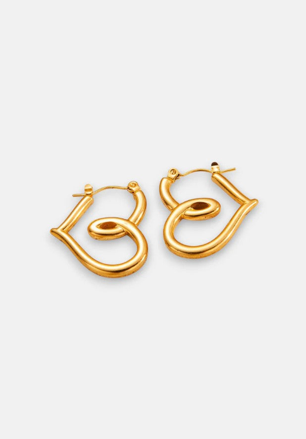 Waterproof Classic Twisted Gold Hoop Earrings