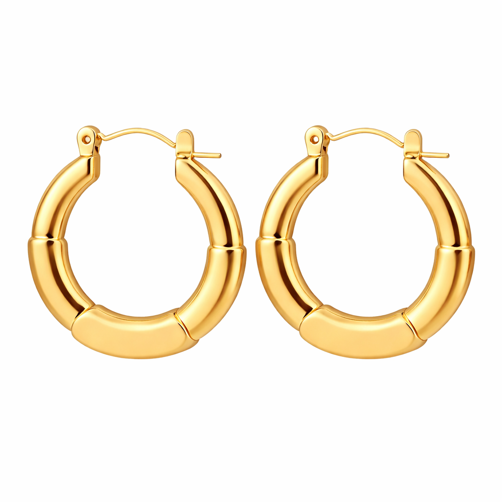 Waterproof Chunky Gold Hoop Earrings 18K Gold Plated