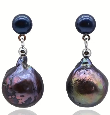 RINA EARRINGS - Natural Black BAROQUE Pearl Earrings