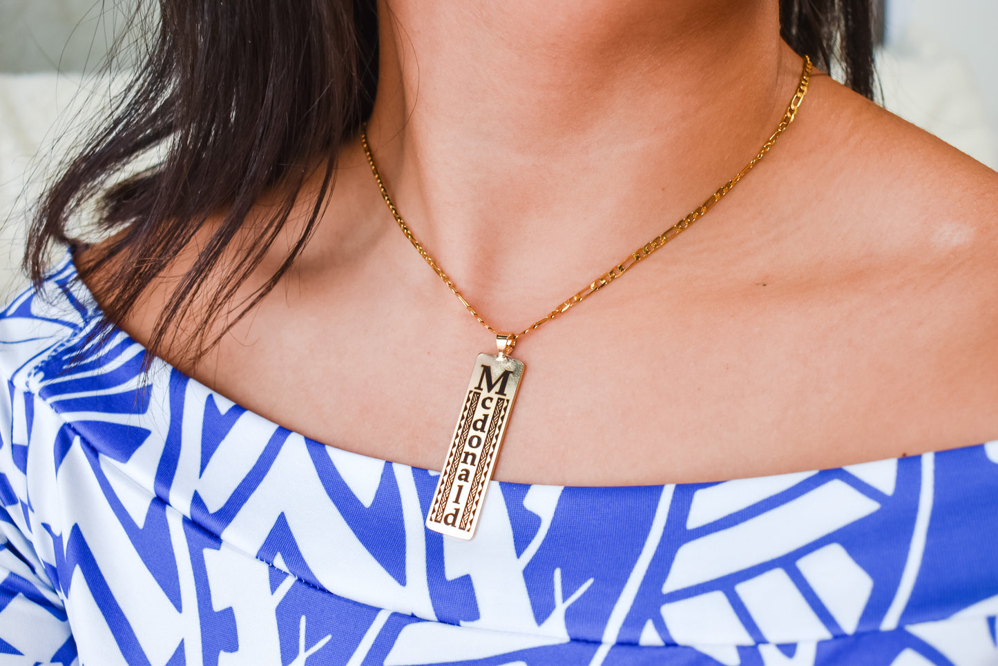 Personalised Name with Tribal Pattern Pendant With OPTIONS Necklace