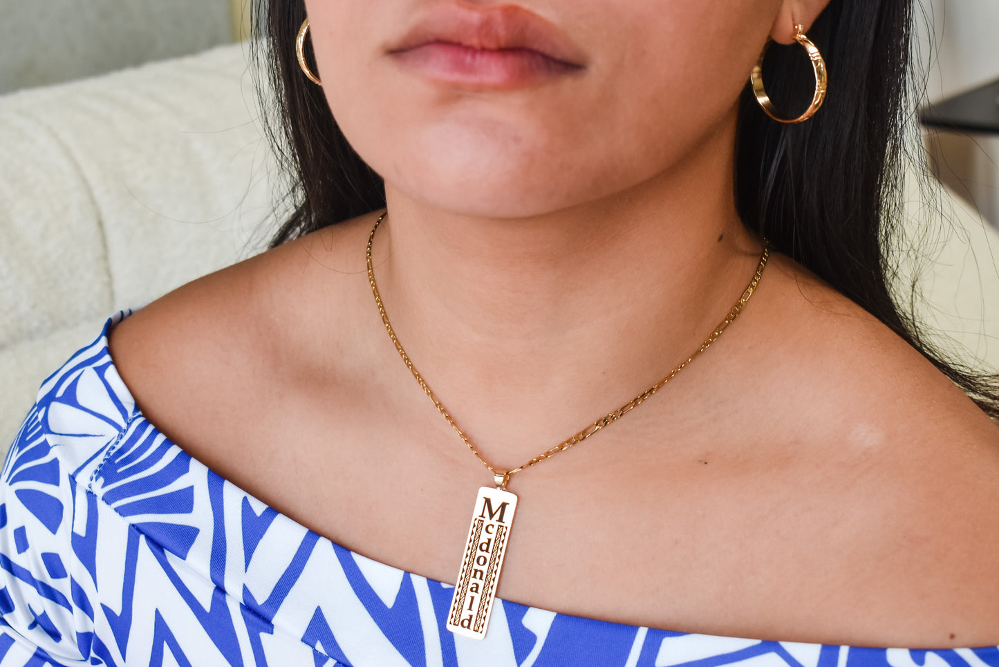 Personalised Name with Tribal Pattern Pendant With OPTIONS Necklace