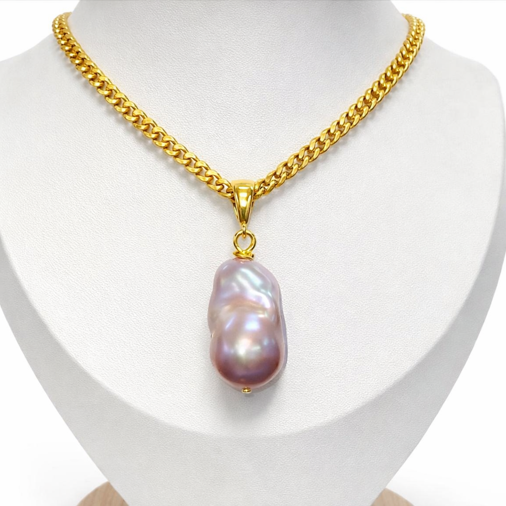 Unique Baroque Pink Pearl Necklace