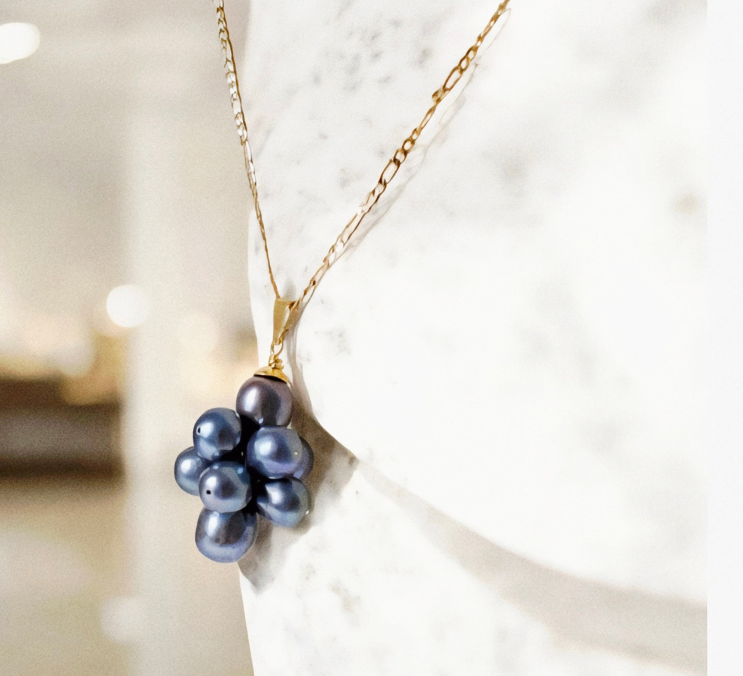 "Gabrielle Elegance – Grape Cluster Black Pearl Set”