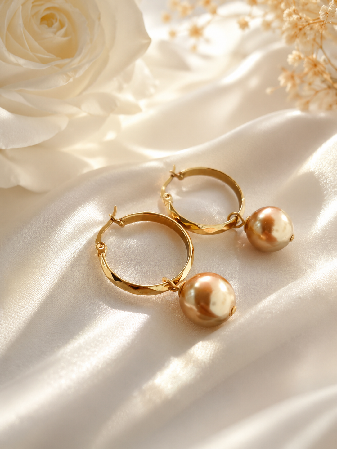 Waterproof Gold Premium Swarovski Hoop Earrings