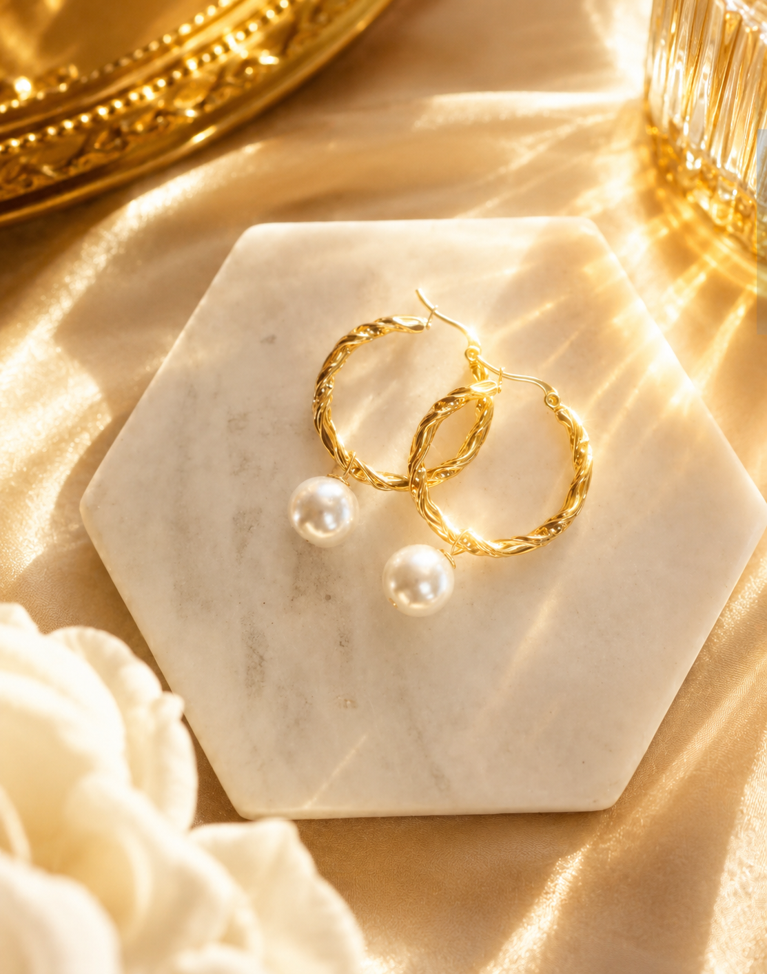 Elegant Pearl Hoop Earrings