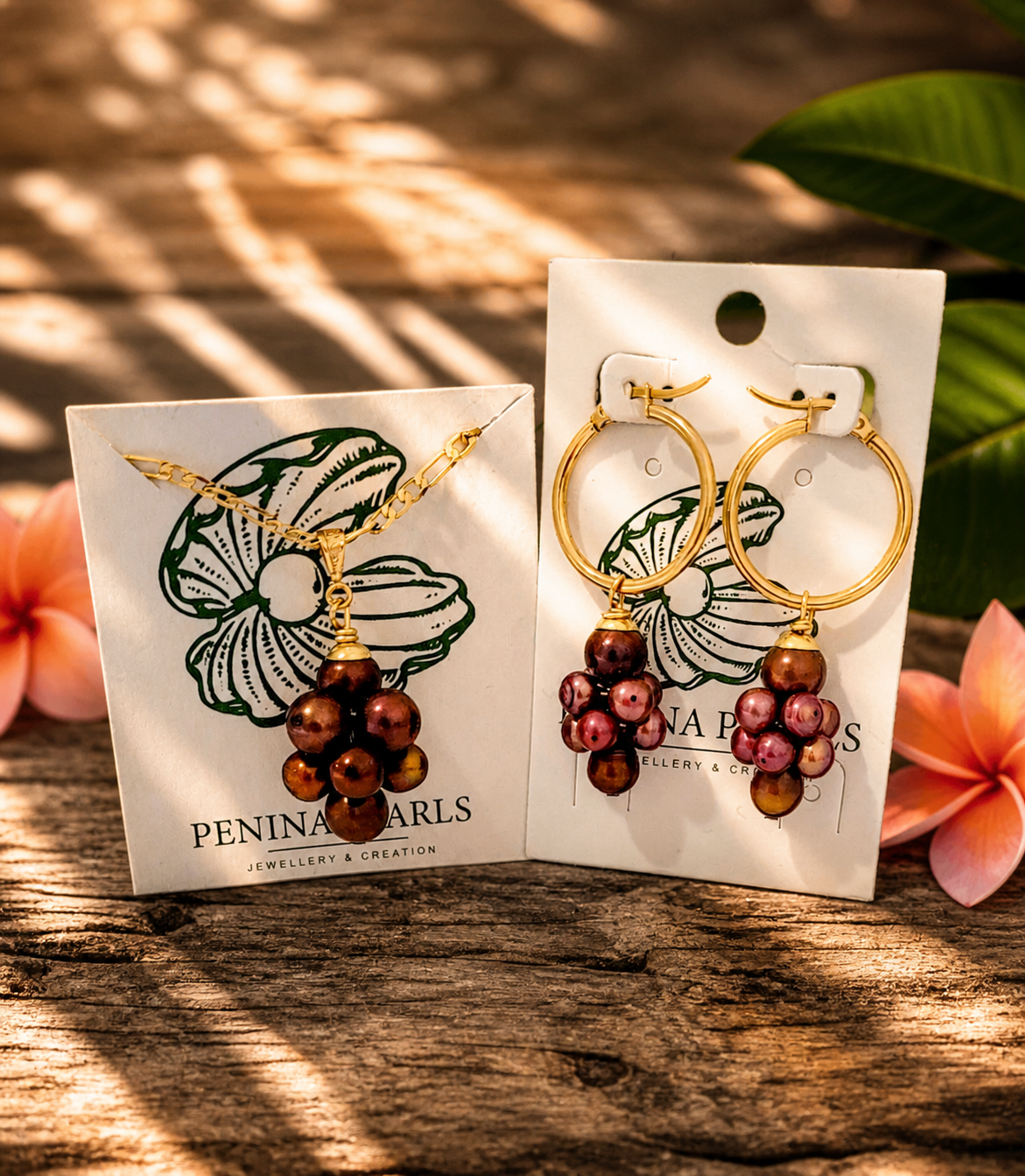 GIANNA - Natural Freshwater Bronze Grape Pearl Set