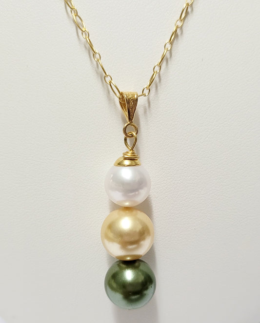 Madelyne - Tripple Pearls Pendant Swarovski Pearl Set