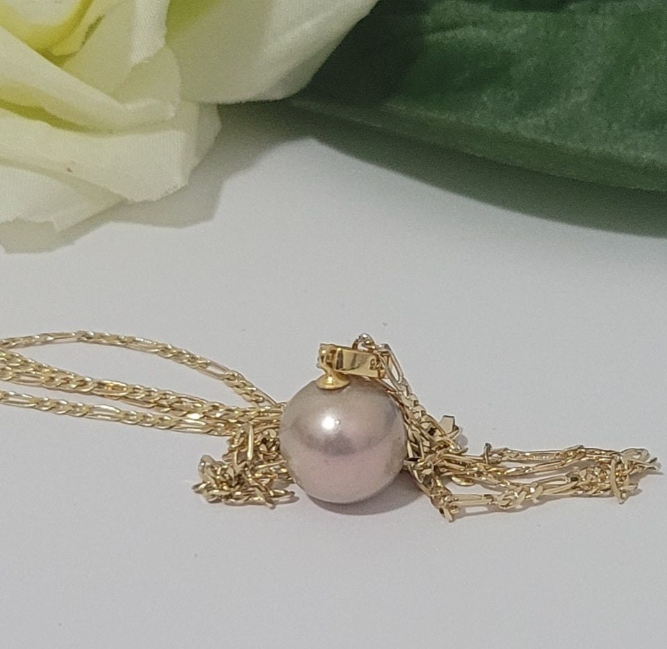 KERRYANE - 925 Stamped Gold Filled Natural Edison Champagne Tone Pearl Pendant Necklace