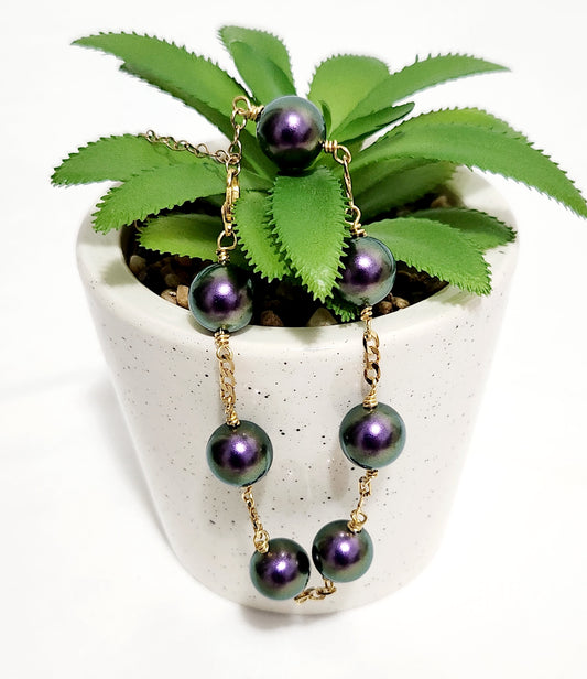LYDIA - Purplish Swarovski Pearl's Bracelet