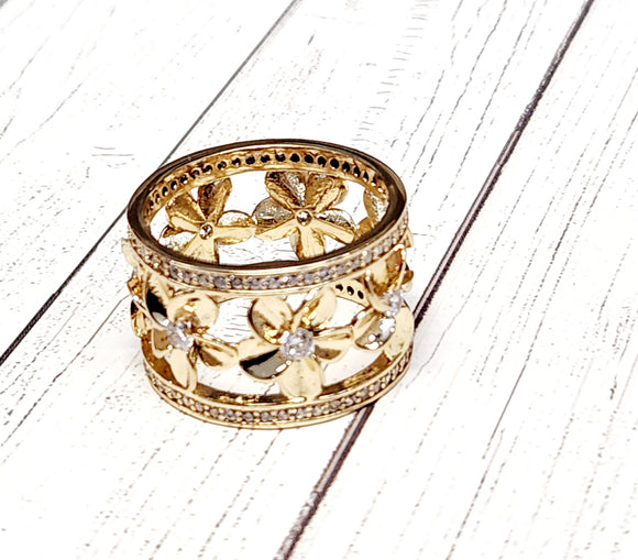 SOLID GOLDFILLED PLUMERIA HAWAIIAN RING Penina Pearls Jewellery Design