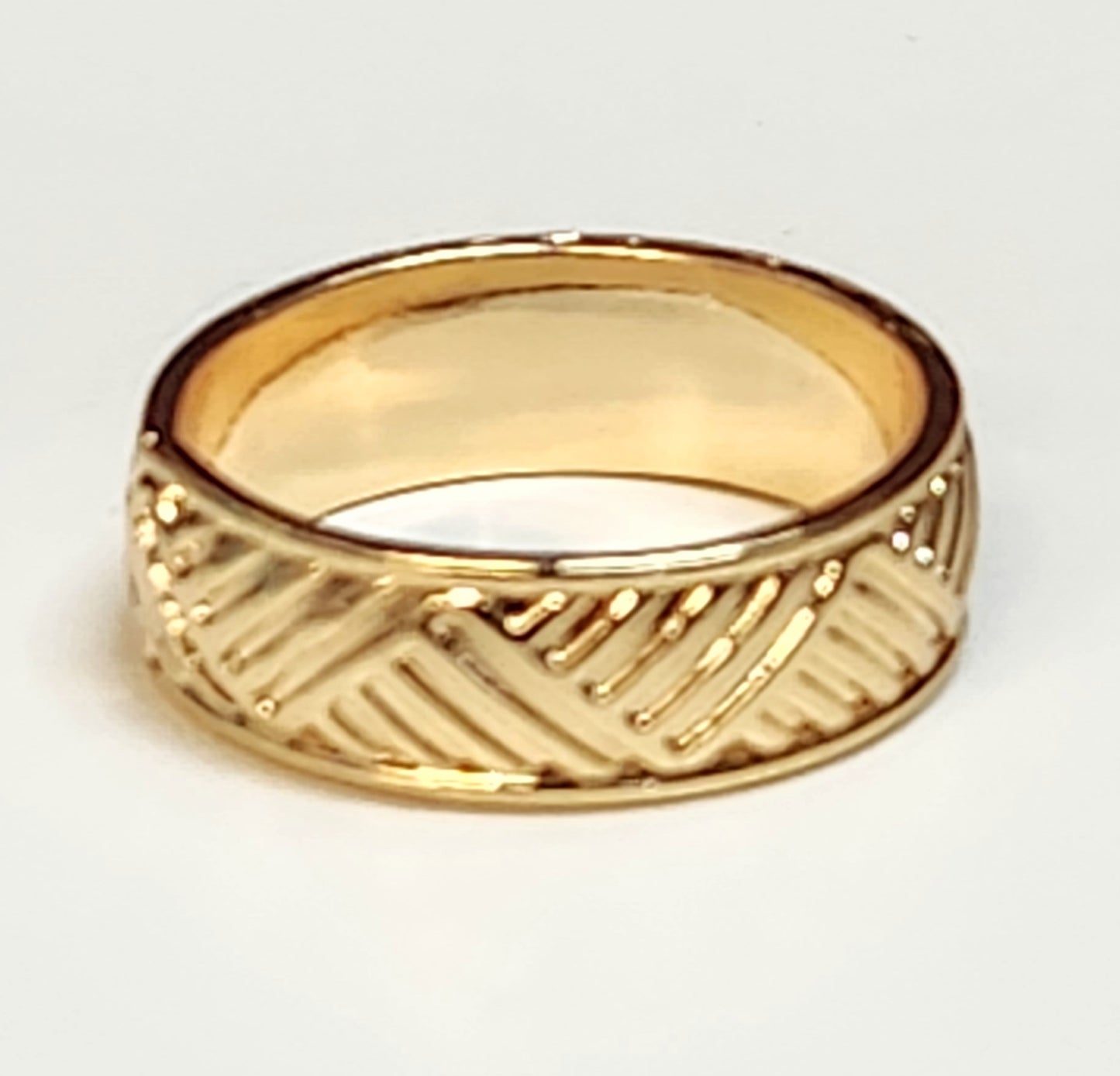 WOVENMAT PATTERN GOLDFILLED CZ DIAMOND RING
