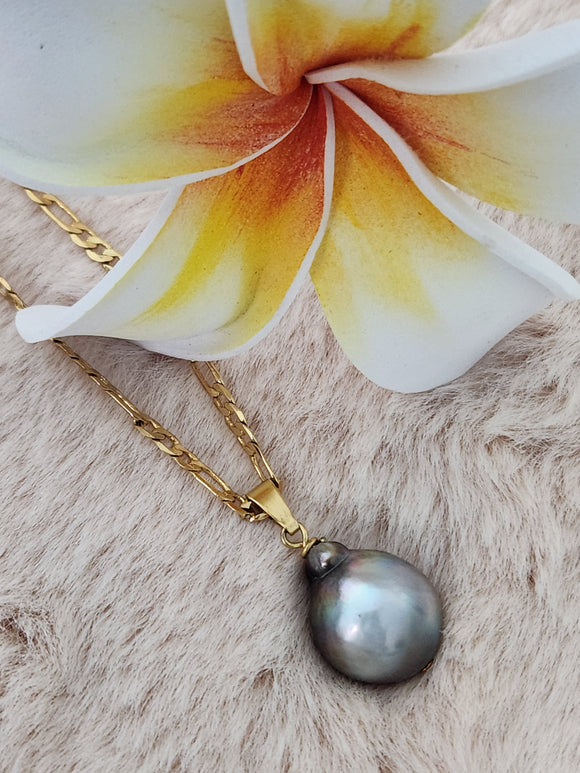 Teardrop Natural Tahitian Pearl Necklace 14k GF Penina Pearls