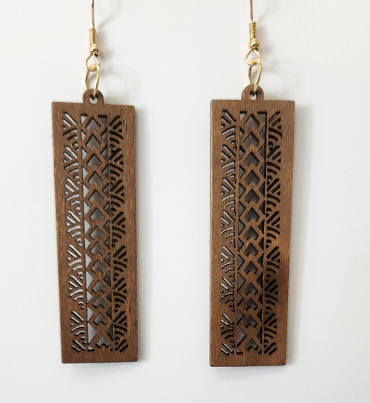 BROWN TAPA DESIGN STATEMENT EARRINGS