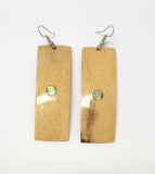 CREAM RECTANGLE CARVED COCONUT DESIGN STATEMENT EARRINGS