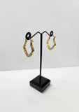GOLD RUGGED HOOP DESIGN WITH DIAMOND BLEMISHES STATEMENT EARRINGS