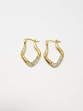 GOLD RUGGED HOOP DESIGN WITH DIAMOND BLEMISHES STATEMENT EARRINGS