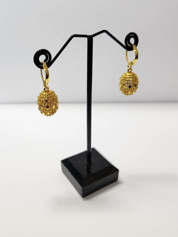 GOLD OVAL CHAMBER DESIGN STATEMENT EARRINGS