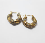 GOLD TWIST HOOP DESIGN WITH DIAMOND BLEMISHES STATEMENT EARRINGS