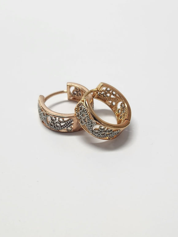 ROSE GOLD CIRCLE HOOP DESIGN WITH DIAMOND BLEMISHES STATEMENT EARRINGS