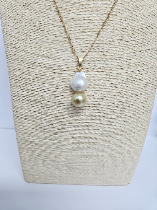 AELYN - Natural Baroque & Golden Premium Swarovski Pearl Set With 14K GF