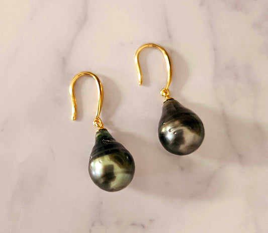 Premium Black Tahitian Pearl Earrings