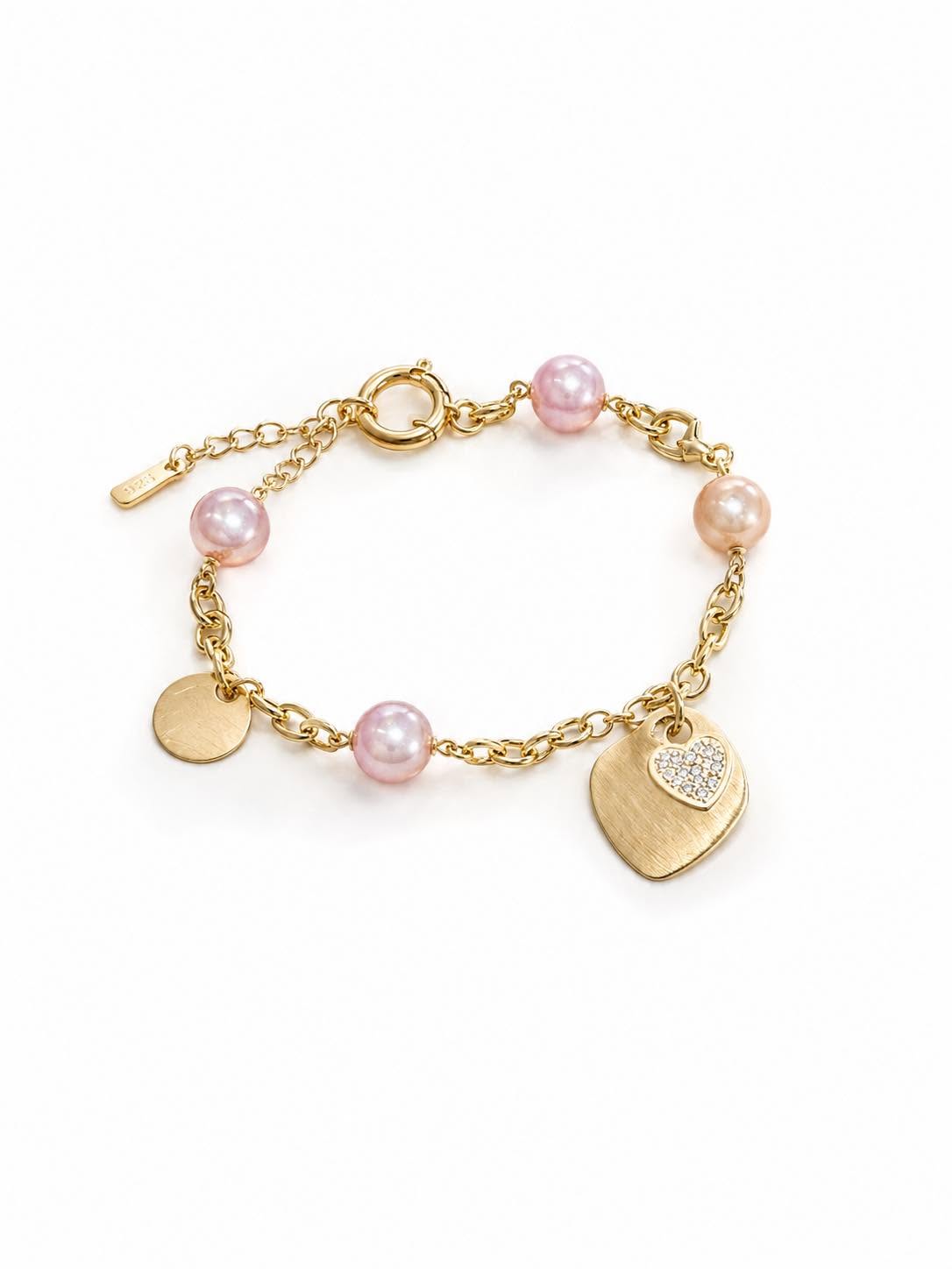 Blush Pearl Heart Charm Bracelet