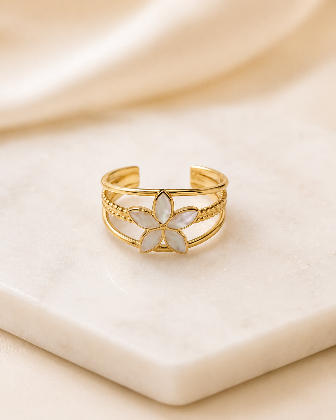White Frangipani Ring