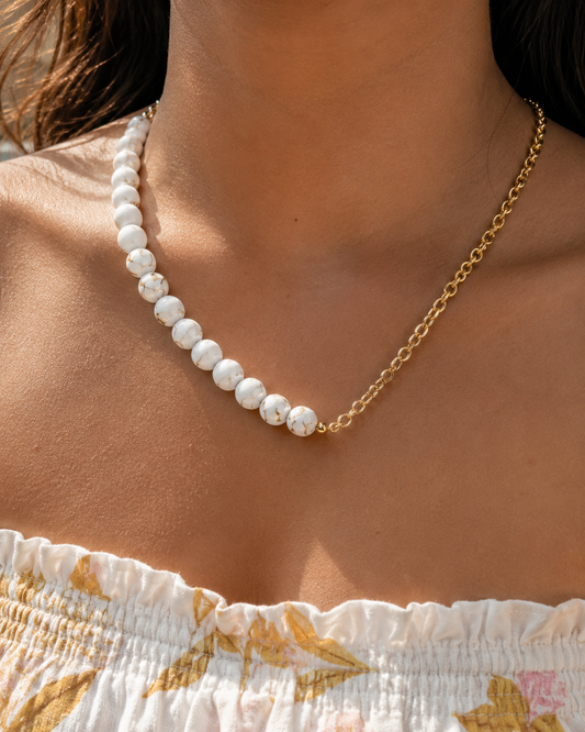 1/2 Pearl Necklace (Half Pearl, Half Chain)