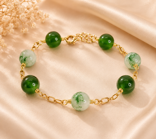 KALIA - GREEN GEMSTONE GOLDFILLED BRACELET