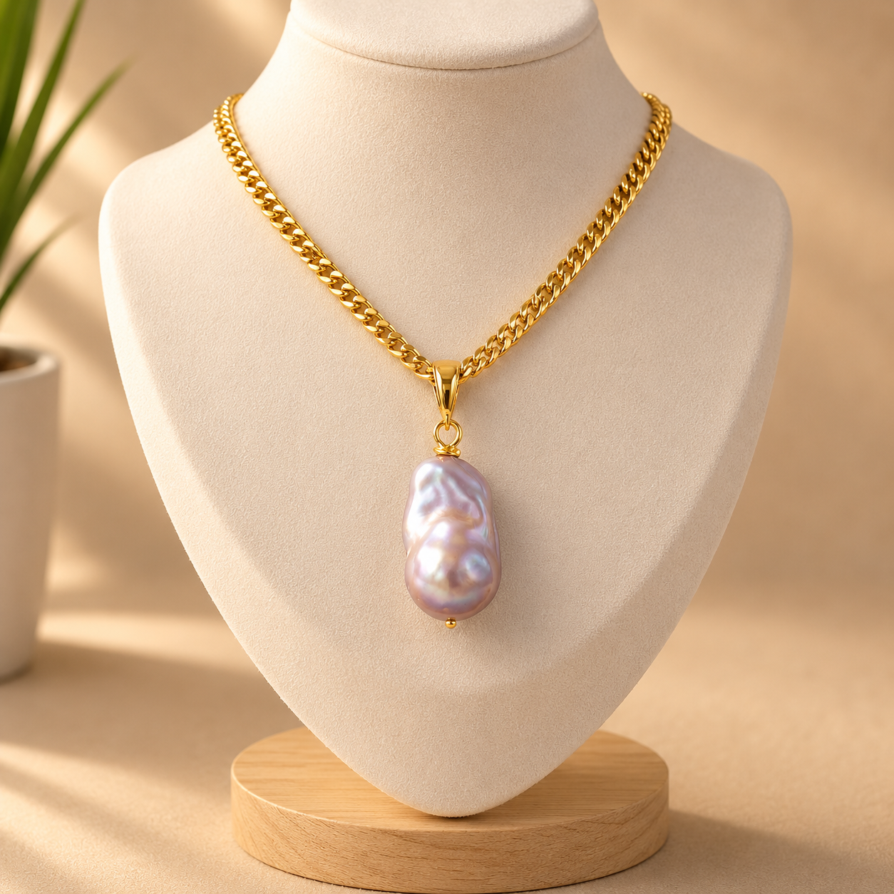 Unique Baroque Pink Pearl Necklace