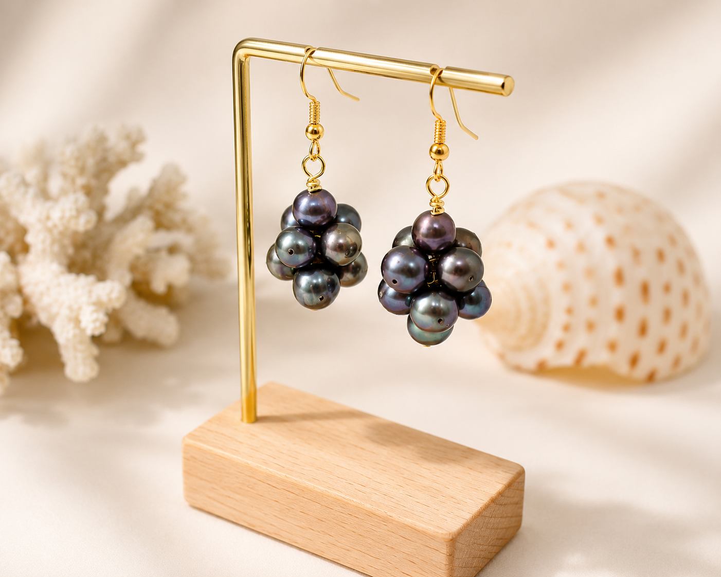 GABRIELLA EARRINGS - Grape Clustered Pearl Earrings