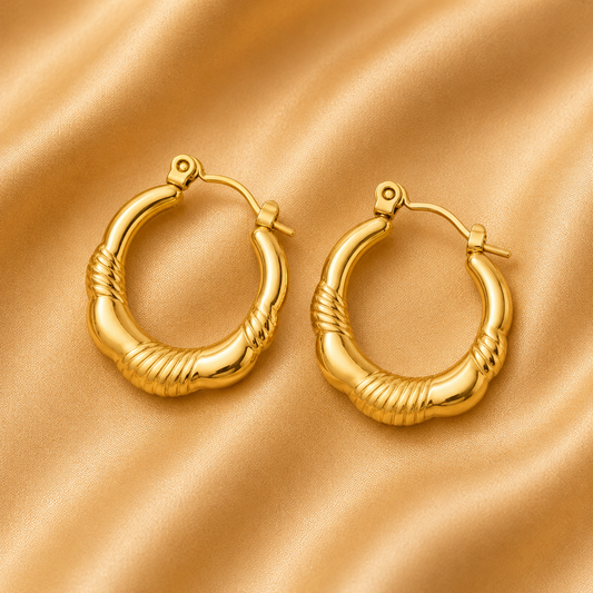 Vintage Textured Gold Hoop Earrings