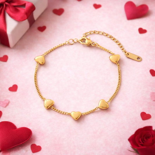 Gold Mini Heart Chain Bracelet 18k Gold Plated