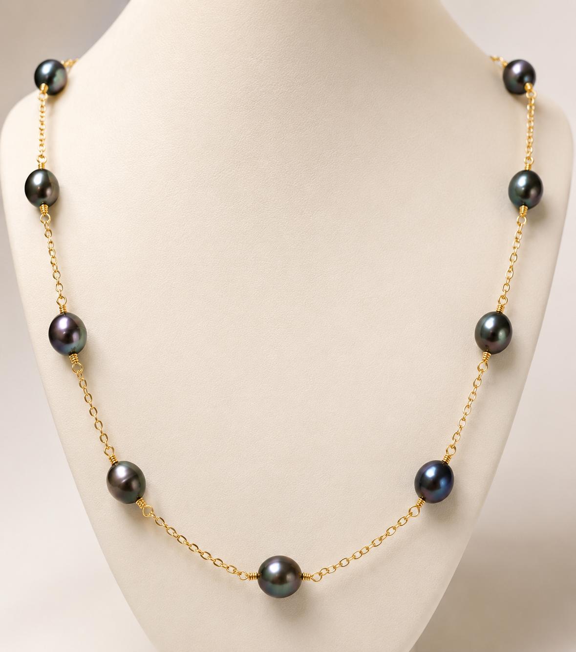 Multiple Natural  Pearl Necklace with 9k real gold chain