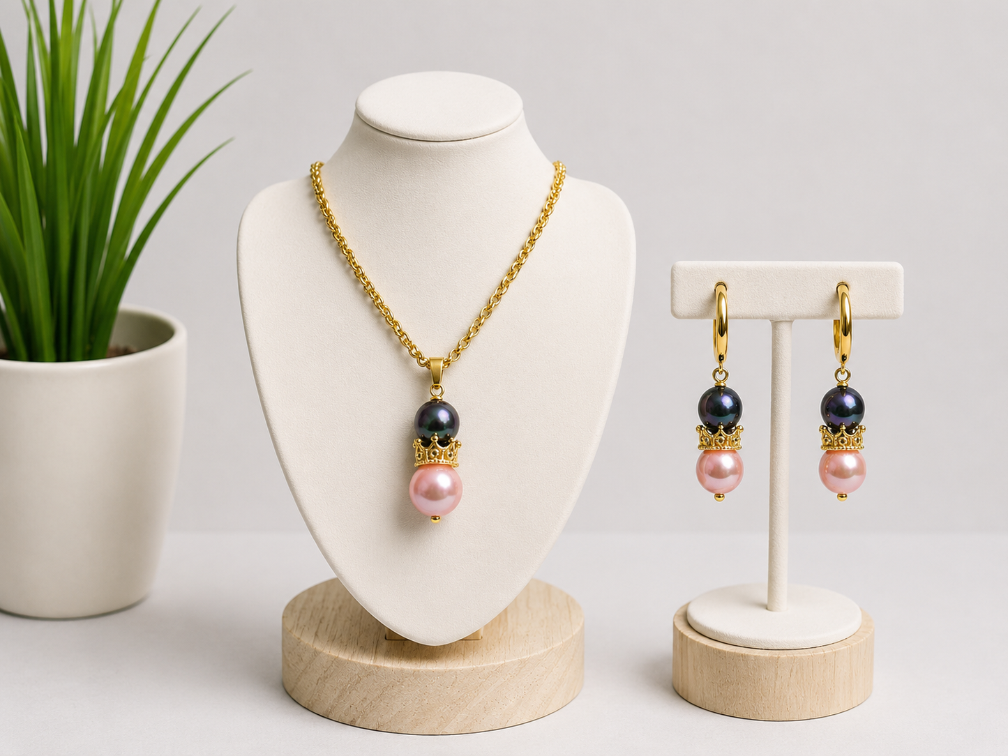 Elaris - Natural Pearl with Pink Pearl Set