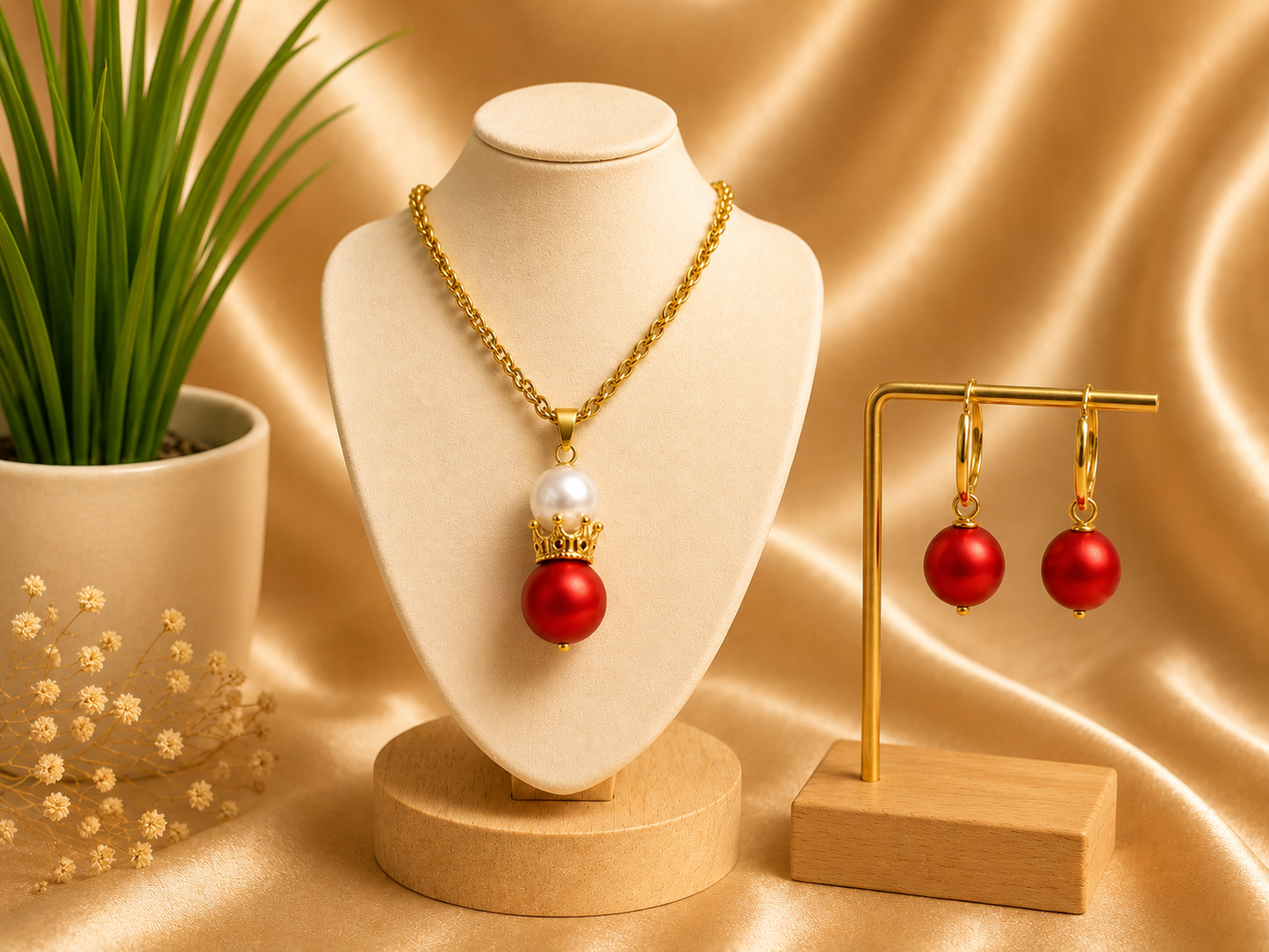 Seliah - Red & White Pearl Set