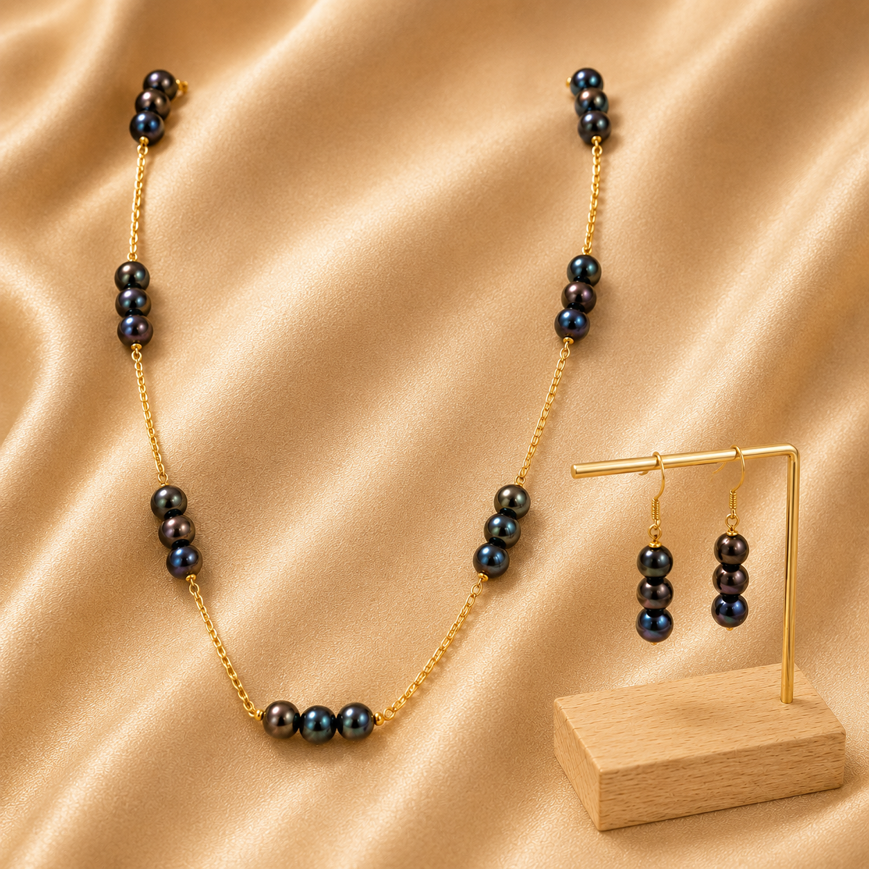 MAIMATI - Triple natural Pearl Set (Pearl Size 8-10mm)