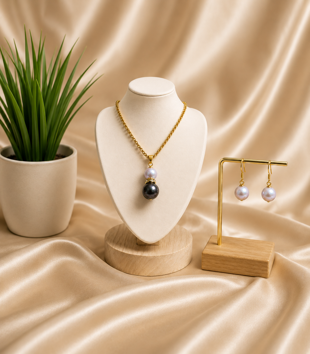Eliora - Tahitian with Blue Iridescent Pearl Set