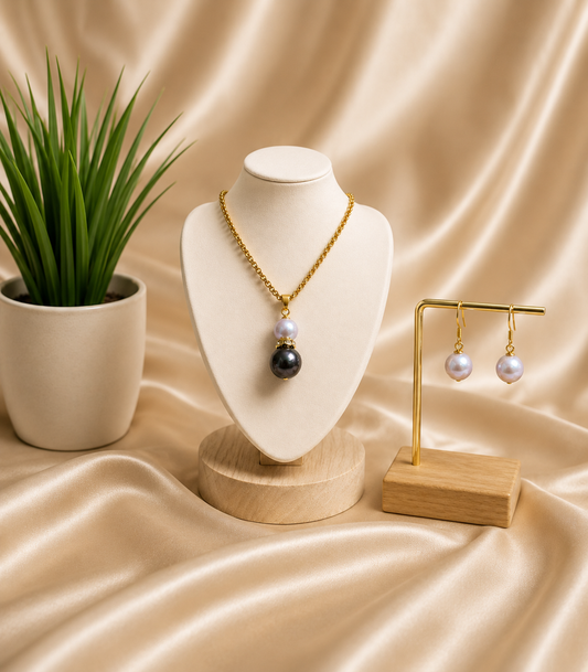 Eliora - Tahitian with Blue Iridescent Pearl Set