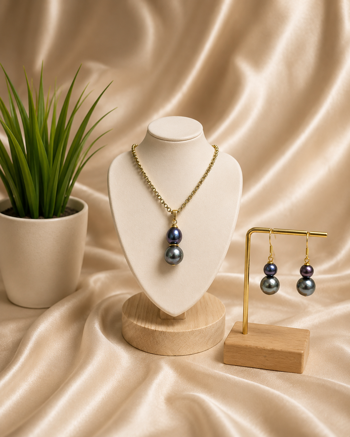 Zillah - Tahitian with Black Pearl Set