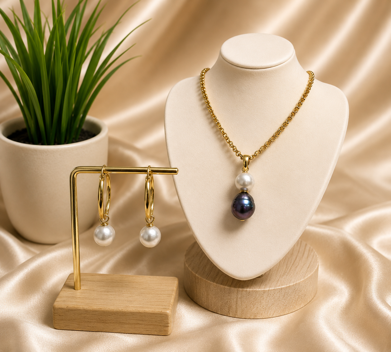 Amaris - Tahitian with a blend of Silver Grey Pearl Set