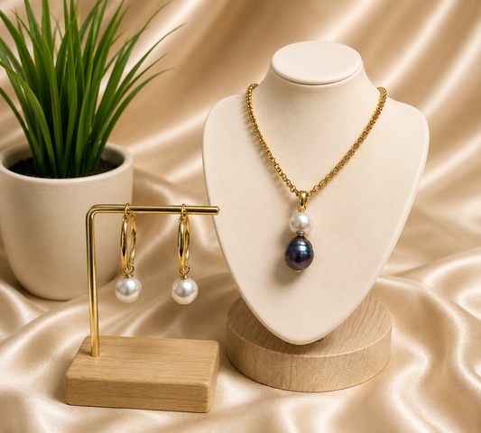 Amaris - Tahitian with a blend of Silver Grey Pearl Set