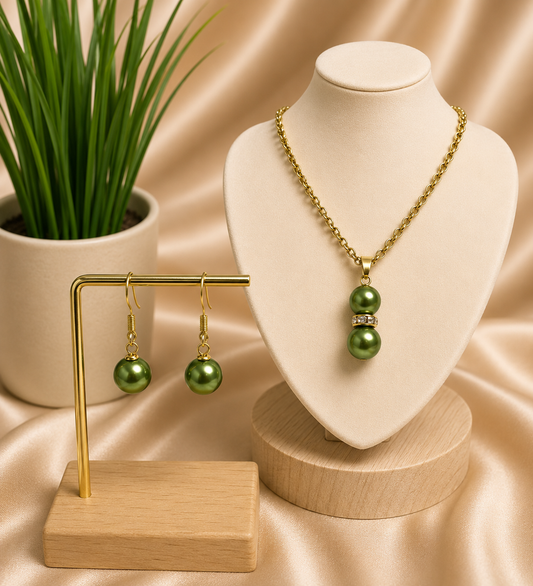 Solene - Duo Pistachio Green Pearl Set