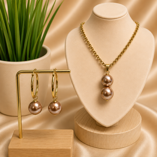 DEINA - Duo Champagne Gold Pearl Set