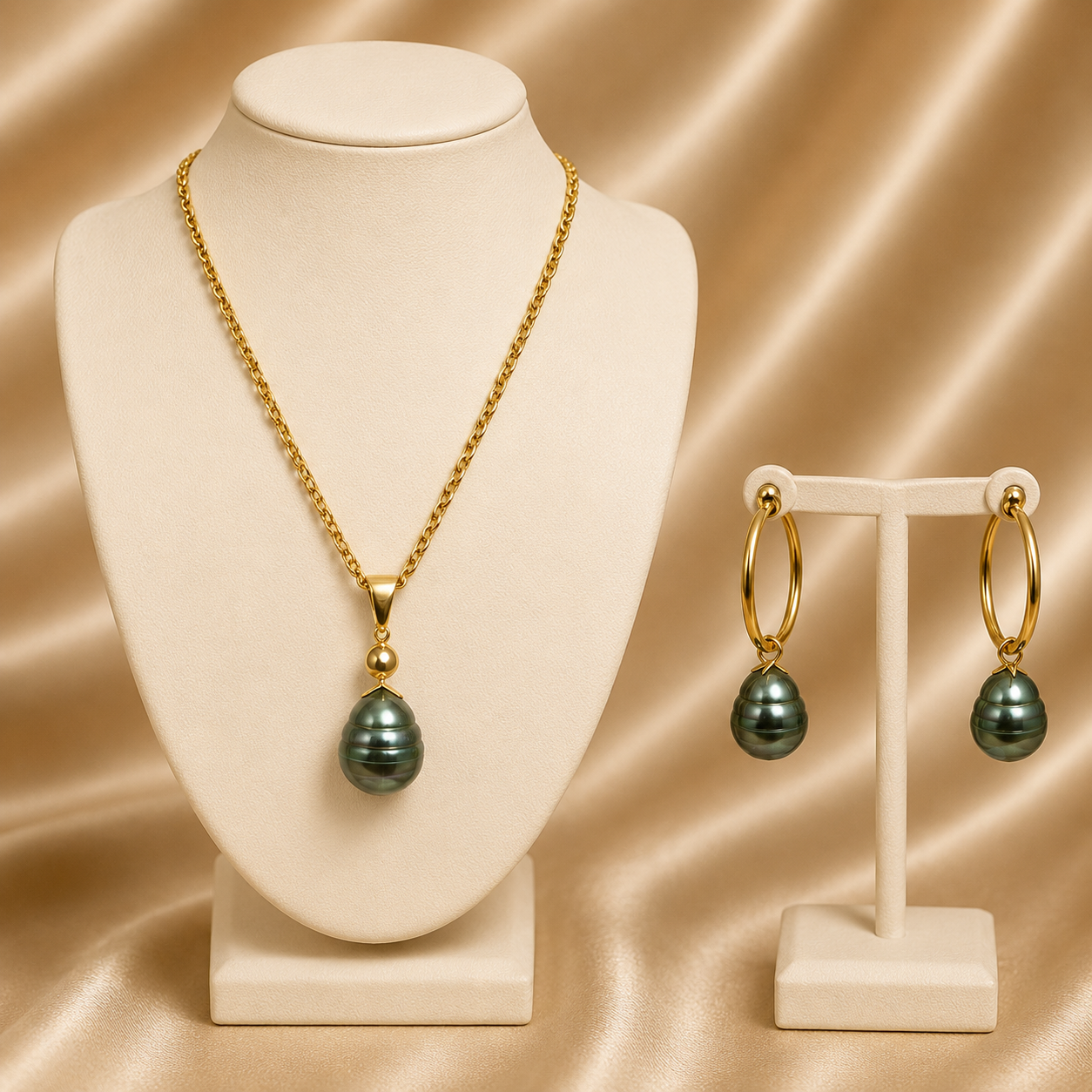Emerald Green Shell Pearl Set – Bold & Elegant
